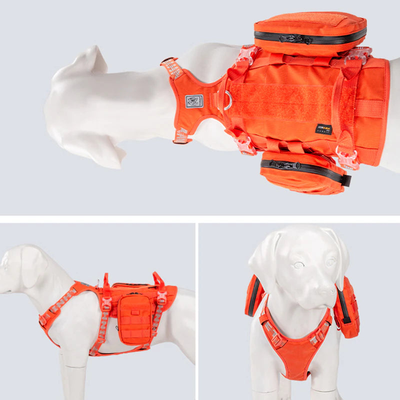 WINHYEPET 2 in 1 Military Hundegeschirr mit abnehmbaren Taschen Air-Me