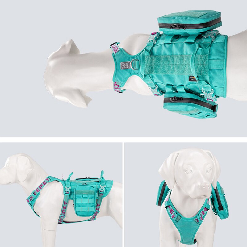 WINHYEPET 2 in 1 Military Hundegeschirr mit abnehmbaren Taschen Air-Me