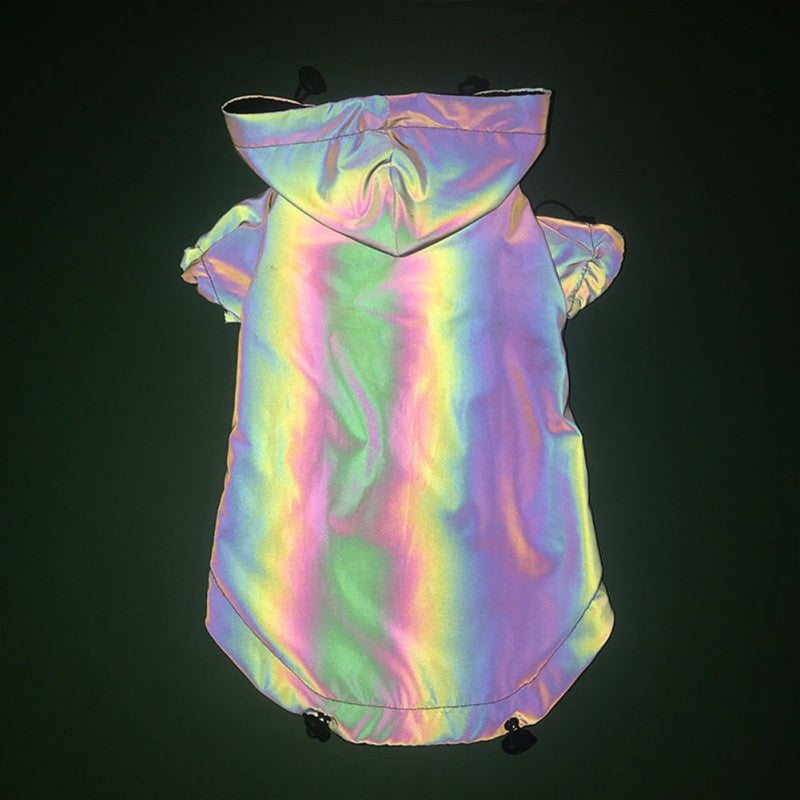 Rainbow Reflective Hundejacke, Rainbow Reflektierende Hundejacke mit Kapuze