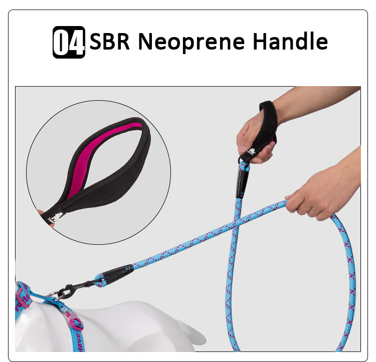 Hundeleine - Strapazierfähiges Nylon mit Reflektoren und Neoprengriff