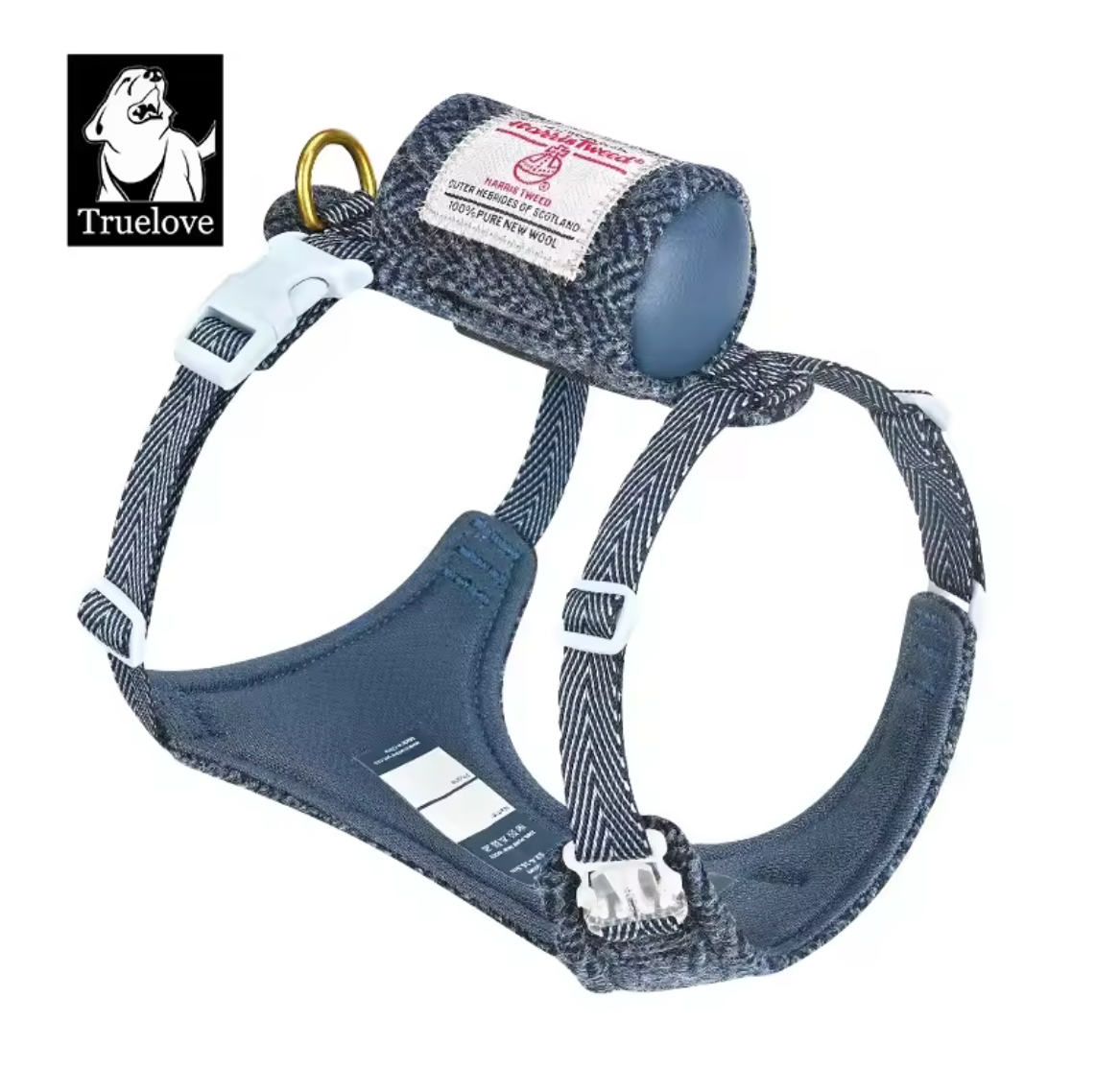 Harris Tweed Hundegeschirr + Leine + Tasche (3er Set)