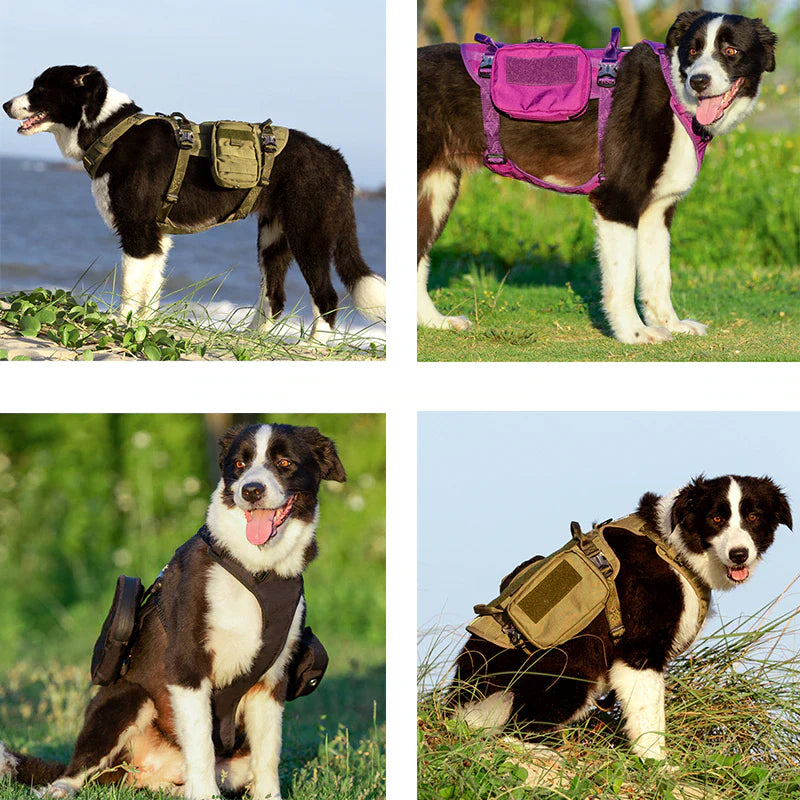 2 in 1 Military Hundegeschirr mit abnehmbaren Taschen Cordura