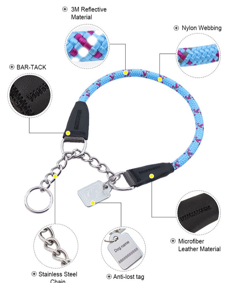 Reflektierendes Hundehalsband mit Kettenzugstop V3.0