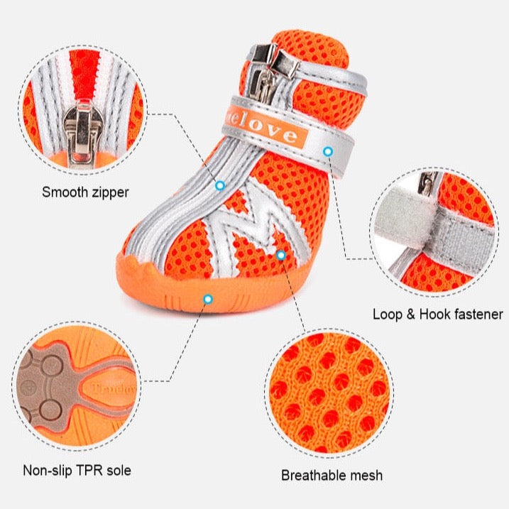 Truelove Mesh Stoff Hundeschuhe Haustier Hundes tiefel wasserdicht reflektierende robuste rutsch feste Sohle rutsch fest im Freien für kleine Hunde s5911