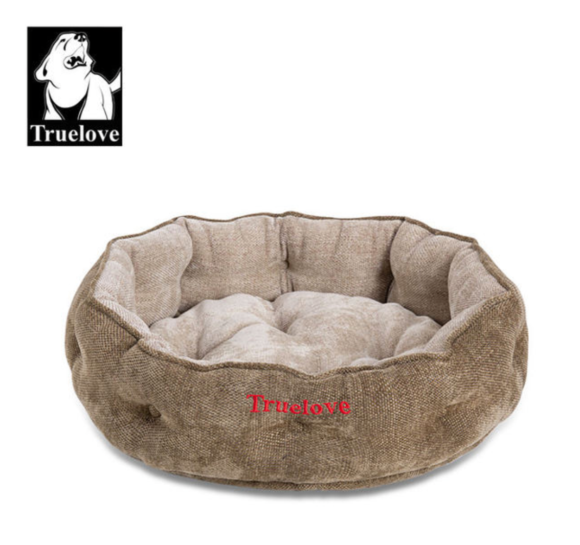 Hochwertiges Hundebett mit Kissen aus dichtem Chenille-Stoffüberzug