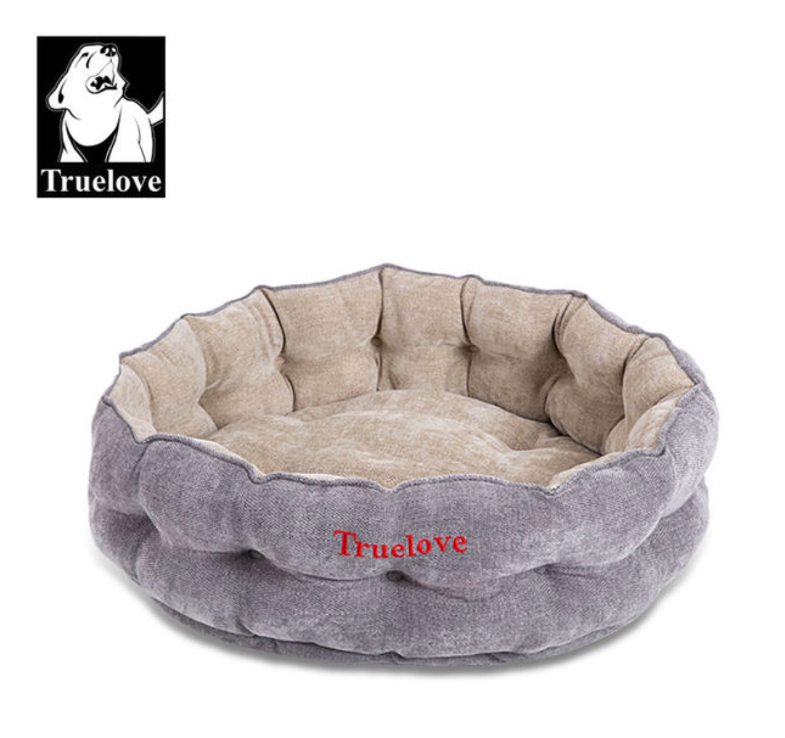 Hochwertiges Hundebett mit Kissen aus dichtem Chenille-Stoffüberzug