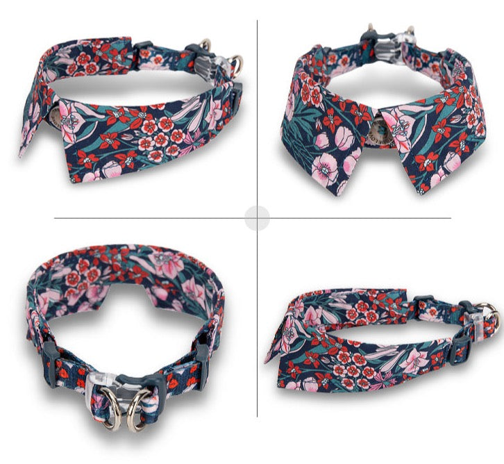 Hundehalsband - Eleganter Kragen - Flower Spring "SAXONY BLUE" Limited