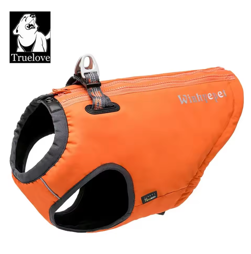 2 in 1 Hundeweste und Geschirr, Hund trägt wasserdichte TrueLove Allwetterjacke mit integriertem Geschirr und 3M Reflektoren – perfekte Hundebekleidung für schlechtes Wetter