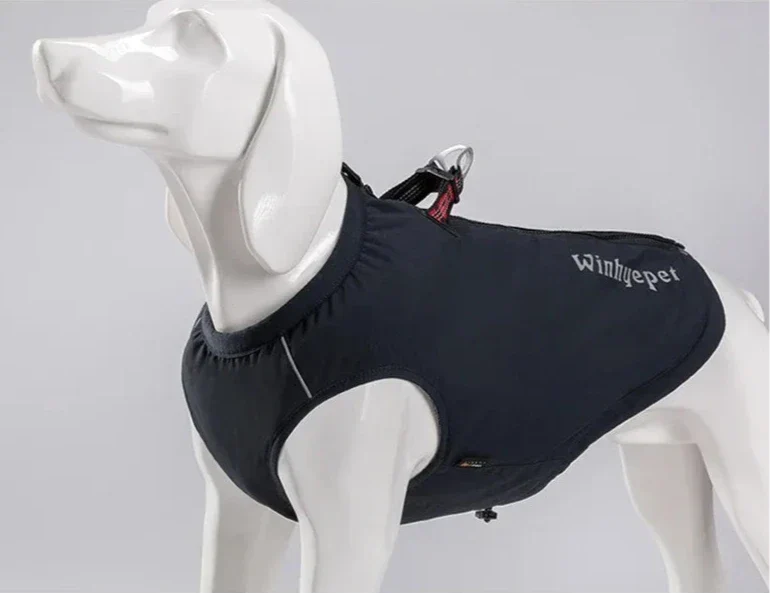 2 in 1 Hundeweste und Geschirr, Hund trägt wasserdichte TrueLove Allwetterjacke mit integriertem Geschirr und 3M Reflektoren – perfekte Hundebekleidung für schlechtes Wetter