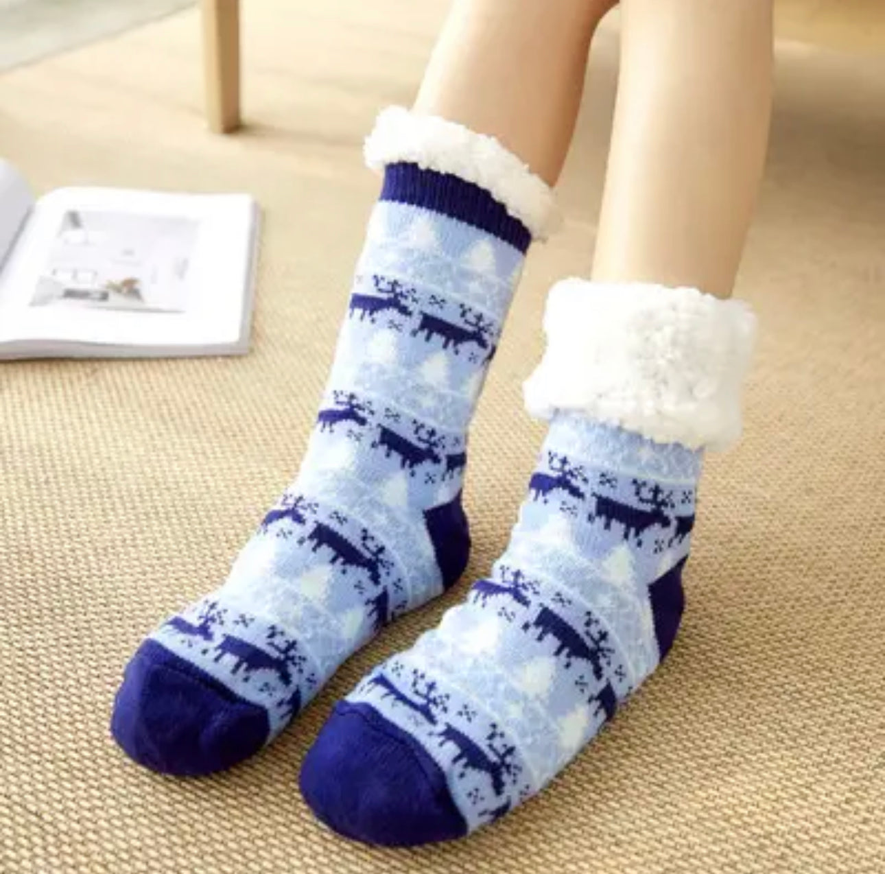 Socken, Kuschlige Weihnachtssocken,Kuschlige Socken christmas Weihnachtssocken, Baumwollsocken, Dicke Fuzzy-Socken winterliches Design