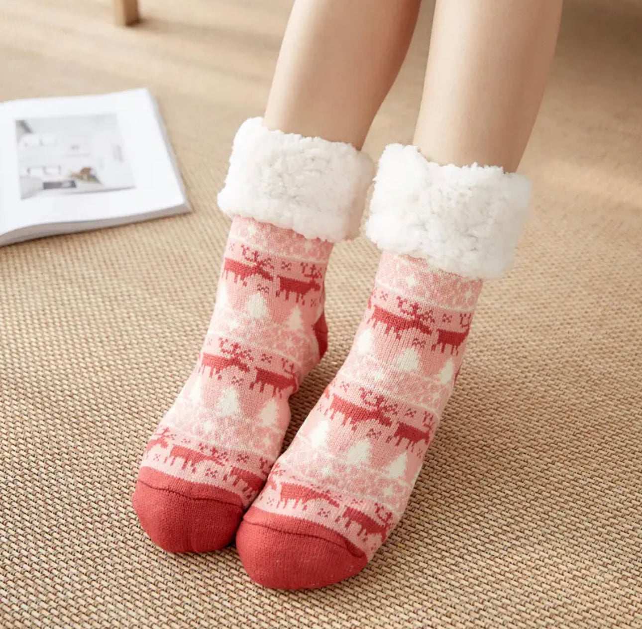 Socken, Kuschlige Weihnachtssocken,Kuschlige Socken christmas Weihnachtssocken, Baumwollsocken, Dicke Fuzzy-Socken winterliches Design