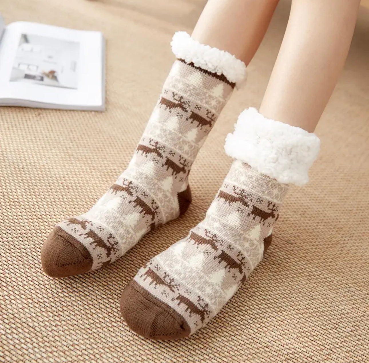 Socken, Kuschlige Weihnachtssocken,Kuschlige Socken christmas Weihnachtssocken, Baumwollsocken, Dicke Fuzzy-Socken winterliches Design