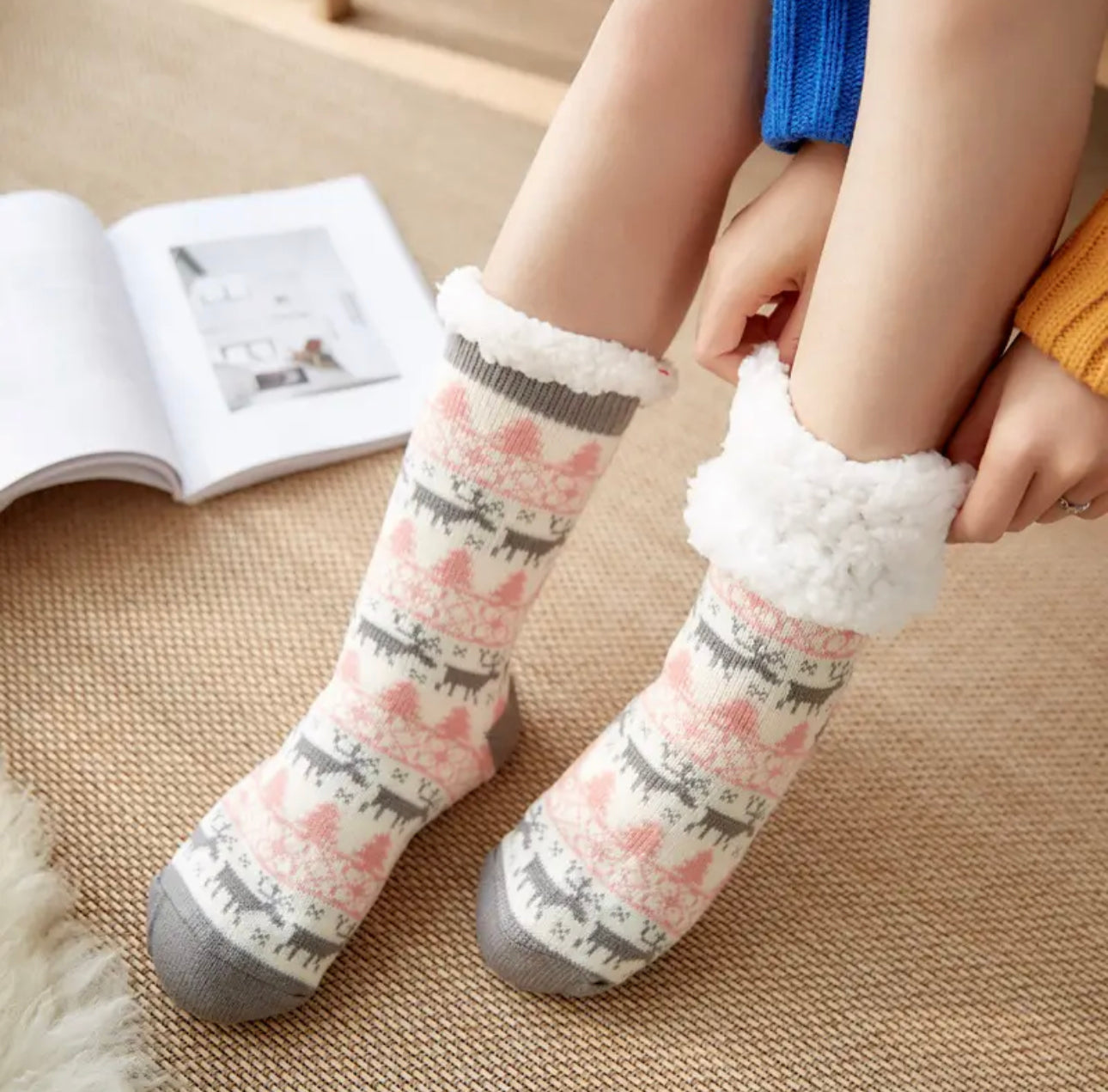 Socken, Kuschlige Weihnachtssocken,Kuschlige Socken christmas Weihnachtssocken, Baumwollsocken, Dicke Fuzzy-Socken winterliches Design
