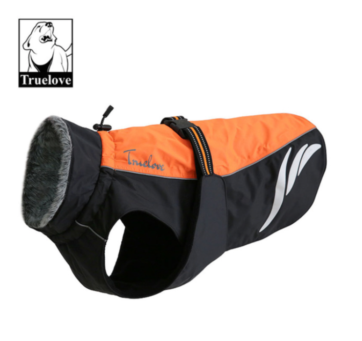 Wasserdichter Reflektierender Hundemantel mit Fellkragen und Fleece