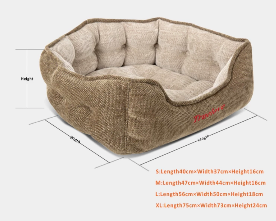 Luxuriöses Hundebett mit Kissen, Hochwertiges Luxus Hundebett mit Kissen aus dichtem Chenille-Stoffüberzug