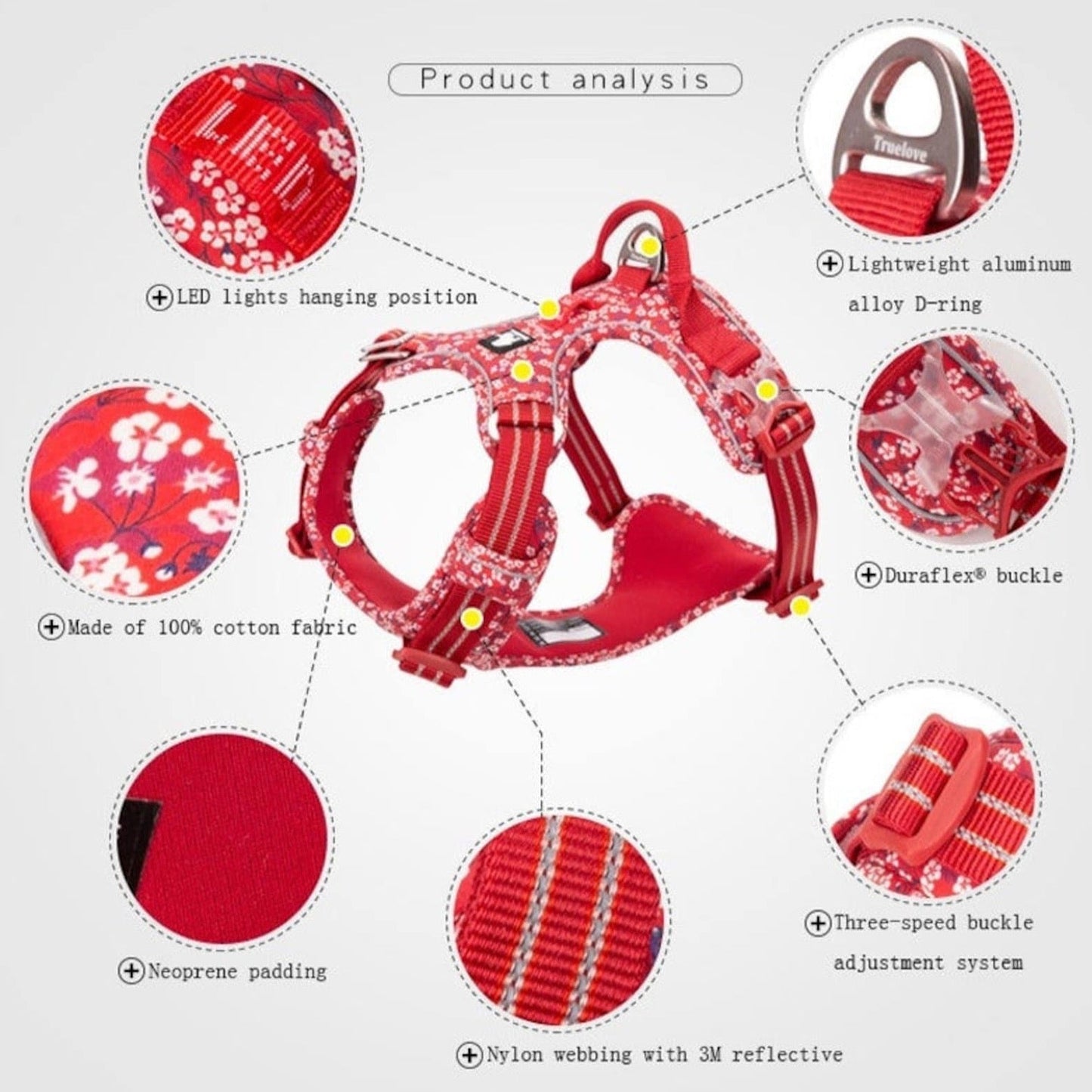 Premium Hundegeschirr Flower Spring "POPPY RED" Limited Edition mit 3M Reflexion true love for dogs