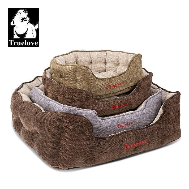 Luxuriöses Hundebett mit Kissen, Hochwertiges Luxus Hundebett mit Kissen aus dichtem Chenille-Stoffüberzug