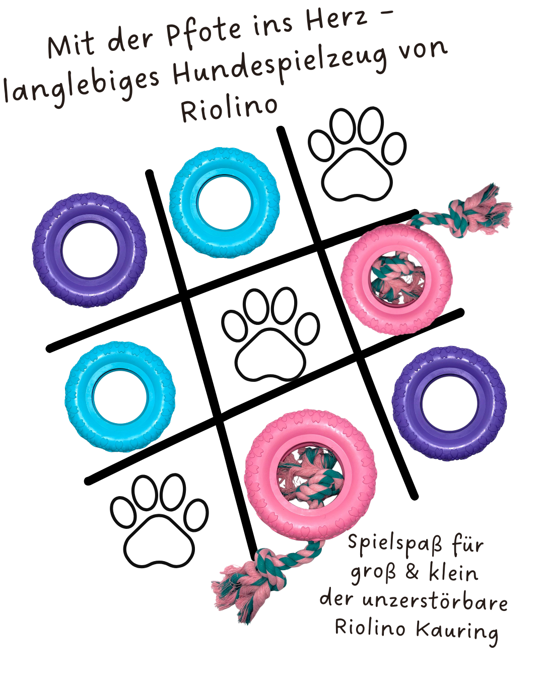 Riolino Robuster Hundespielzeug-Kauring für starke Kauer Velvet