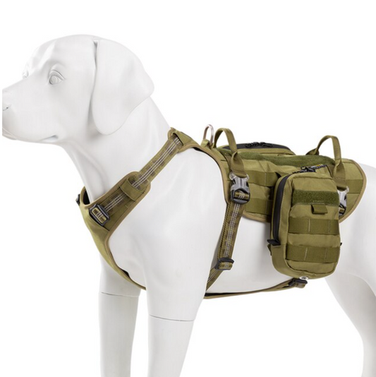 WINHYEPET 2 in 1 Military Hundegeschirr mit abnehmbaren Taschen Air-Me