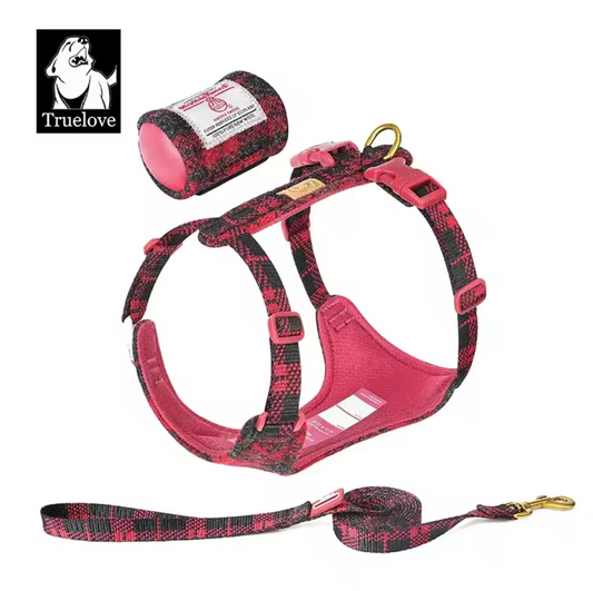 Harris Tweed Hundegeschirr + Leine + Tasche (3er Set)