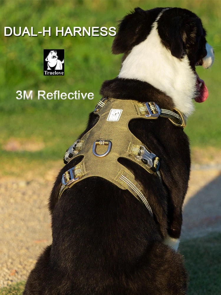WINHYEPET reflektierendes Cordur Doppel-H-Hundegeschirr