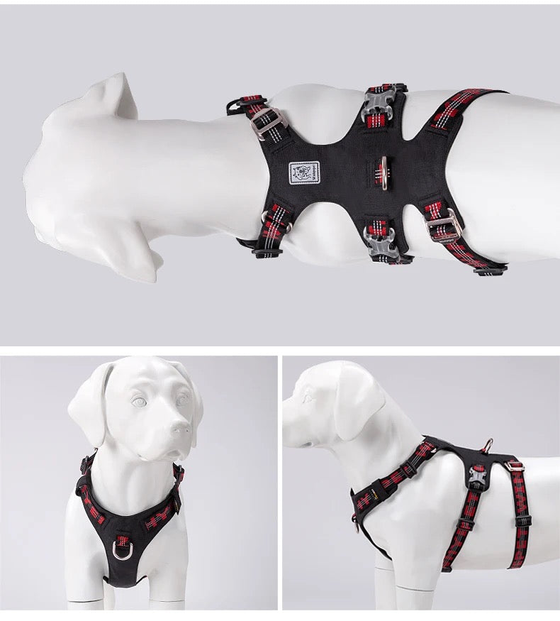 WINHYEPET reflektierendes Cordur Doppel-H-Hundegeschirr