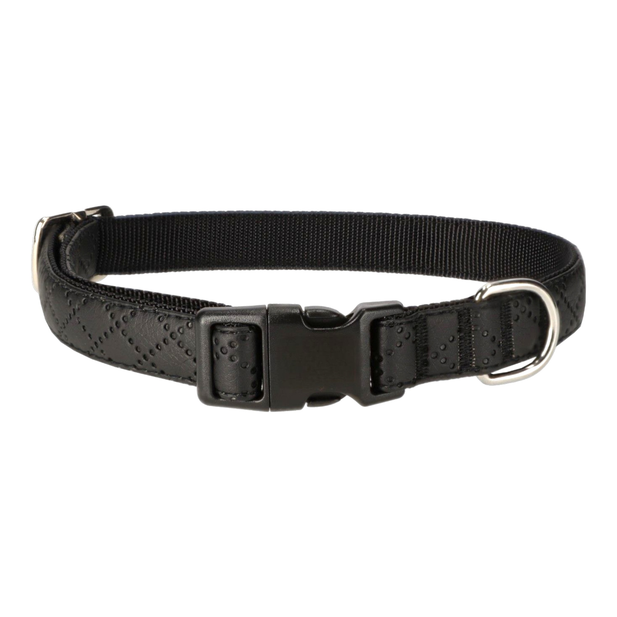 Halsband Schwarz Aus Nylon Längenverstellbar Im Rautendesign
