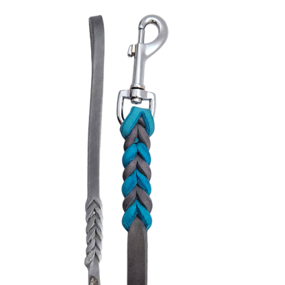 Hundeleine Soft Leder mit Handschlaufe und geflochtenen Element