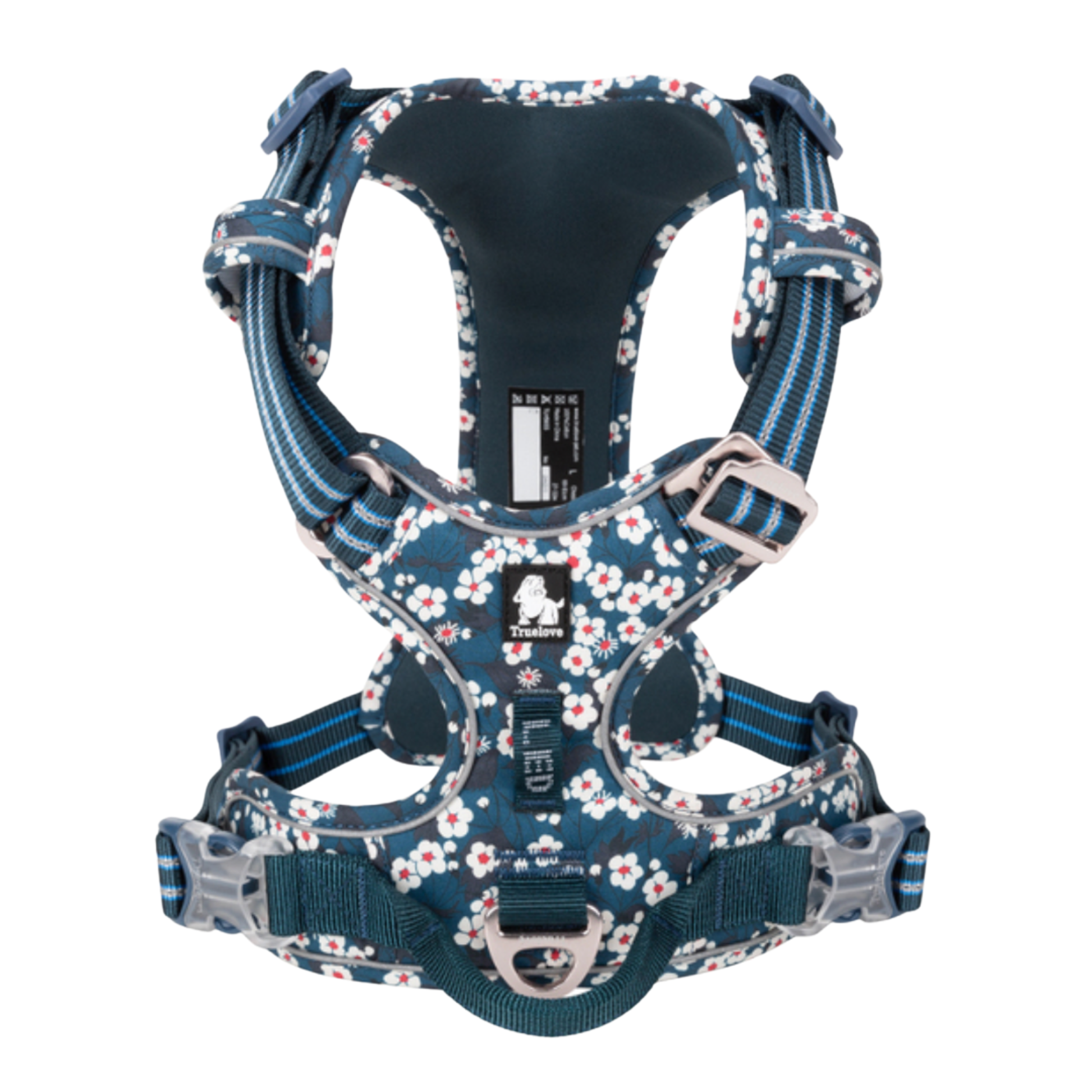 Premium Hundegeschirr Flower Spring - SAXONY BLUE True Love for Dogs