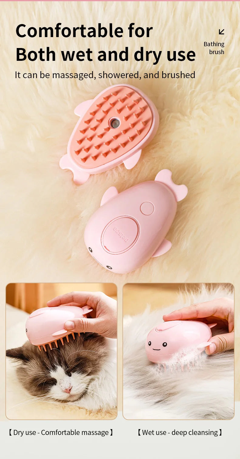 SteamBrush™ 3 in 1 | Elektrische Fellbürste mit Sprühfunktion für Hunde & Katzen | USB wiederaufladbar