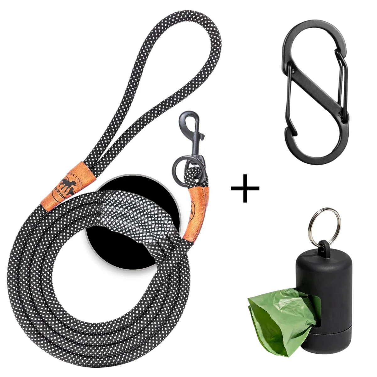 Reflektierende Hundeleine© mit Handschlaufe und veganem Leder in 4 Farben und Varianten