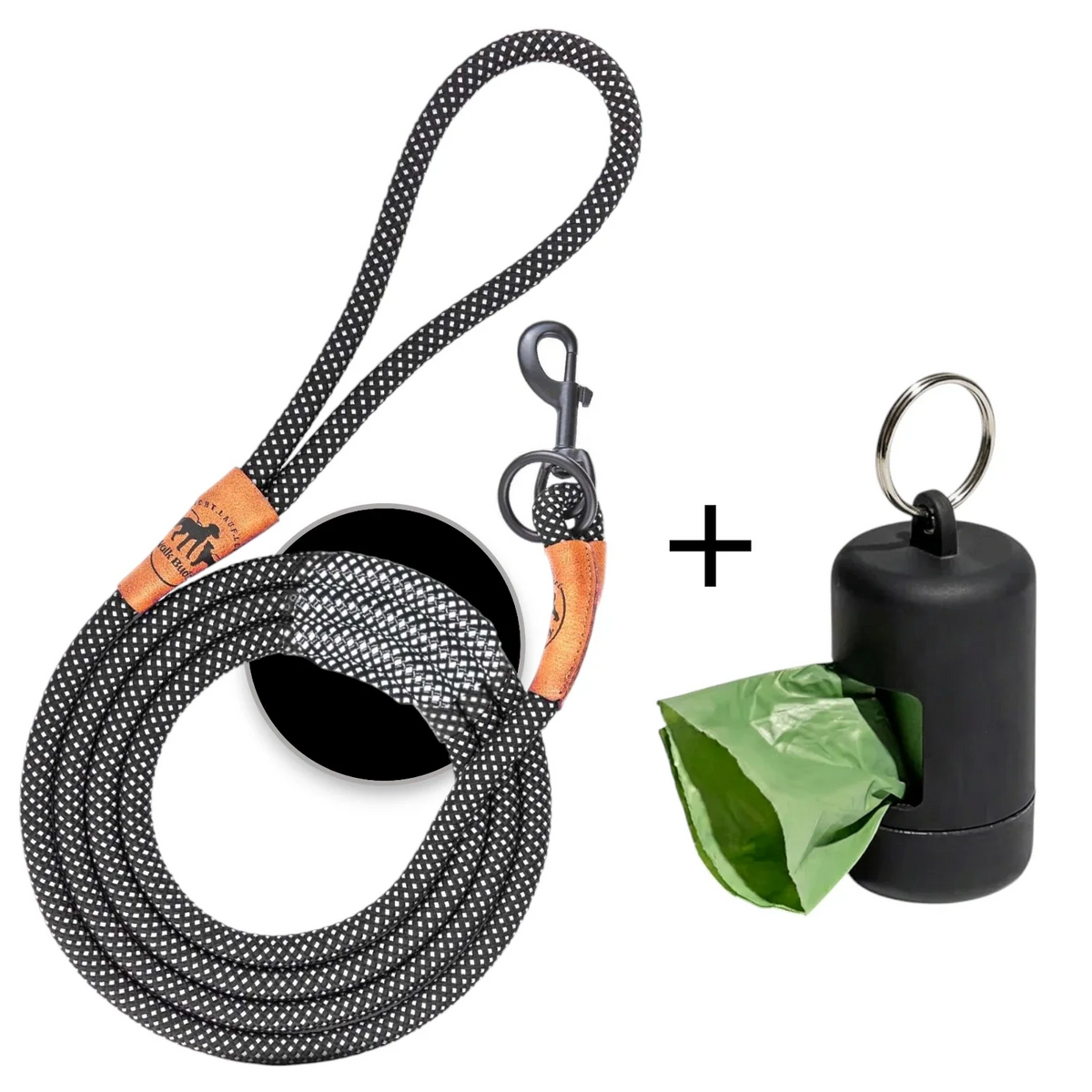 Reflektierende Hundeleine© mit Handschlaufe und veganem Leder in 4 Farben und Varianten